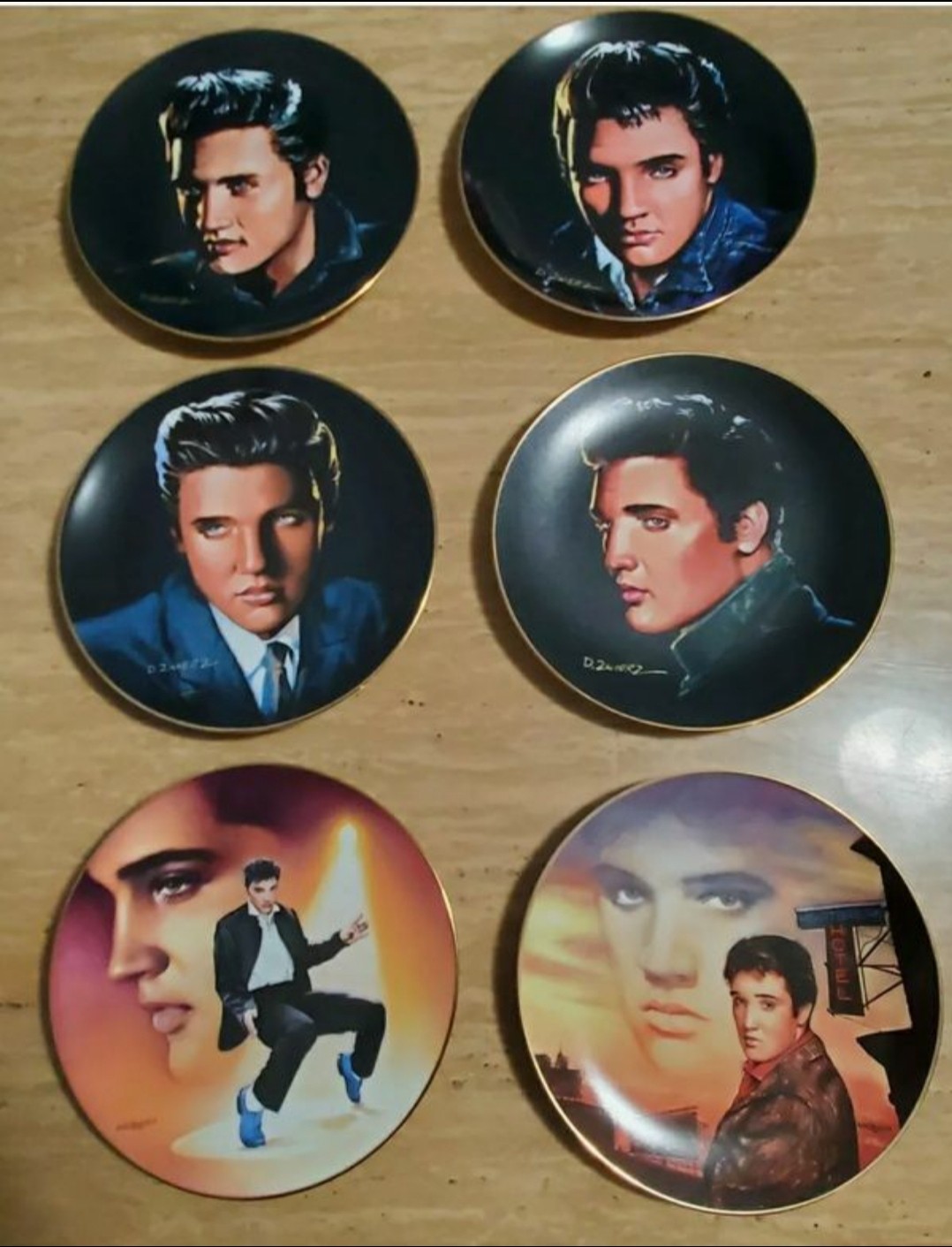 6 Elvis Presley Plates Portraits Of The King Rock N Roll Music & 1 Ceramic Elvis Coffee Mug